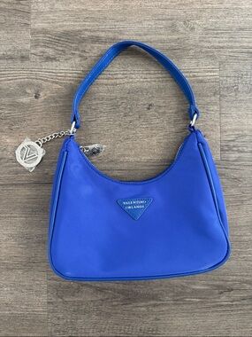 Valentino Orlandi Electric Blue Shoulder Bag with Logo Charm